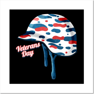 Camouflage Helmet Veterans Day Posters and Art